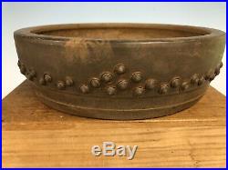 Older Round Drum Bonsai Tree Pot By Ittoen With Great Patina 10 1/4