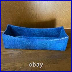 Pottery Flower BLUE VASE for IKEBANA Unused from Japan L37cm H11cm