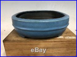 Robins Egg Blue Glazed Bonsai Tree Pot By Tokoname Koyo 13 1/8