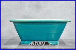 Teal Glazed Chinese Bonsai Pot Modern Ceramic 9 1/4 Square