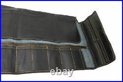 The Kiku Pro 13 Leather Bonsai Tool Roll Case- 11 Pockets + 2 Zipper Black Le