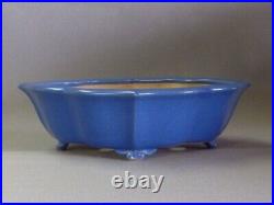Tokoname Bonsai Pot REIHO Blue Purple(Kin) with legs 315mmx273mmx93mm