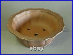 Tokoname Bonsai Pot REIHO Flower Shaped Pot Purple Outer edge 250mmx240mmx86mm