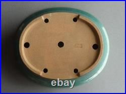 Tokoname Bonsai Pot REIHO Oval Green(Oribe) Outer edge 290mmx245mmx79mm