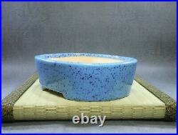 Tokoname Bonsai pot Oval Shape KOYO (L7.1 W5.5 H2.2 in.) Blue Color