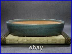 Tokoname Bonsai pot Oval shape REIHO (L9.1 W7.1 H2.0 in.) Green