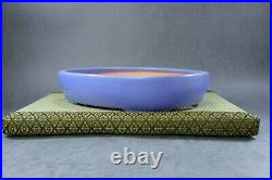 Tokoname Bonsai pot Oval shape REIHO (L9.1 W7.1 H2.0 in.) Light Blue