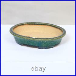 Tokoname Kouyou Koyo Japanese Bonsai pot Oval rimmed bowl 18.5 cm Free Shipping
