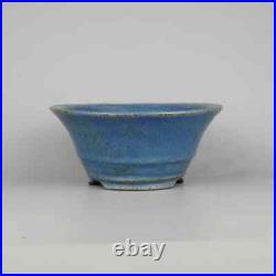 USED Japanese Bonsai Tokoname Pot 19cm Small Round Light Blue