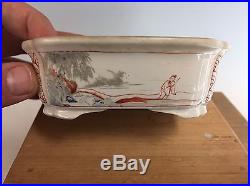 Very Rare Early Works Isseki 5 Color Painted Shohin Size Bonsai Tree Pot, 4 5/8