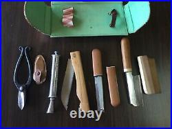 Vintage Japanese Bonsai Pruning Gardening Tool Kit Set Knives + Shears