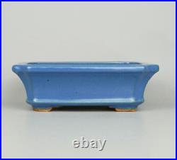 Vintage Tokoname Ware Japanese Bonsai Pot 16.3cm/6.4 HATTORI Rectangle Blue