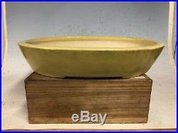 Yellow Glazed Oval Tokoname Bonsai Tree Pot By Koyo 14 3/4